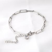 Titanium Steel Bracelet & Bangle, with 1.97inch extender chain, plated, fashion jewelry & micro pave cubic zirconia & for woman 