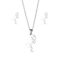Fashion Stainless Steel Jewelry Sets, 304 Stainless Steel, Stud Earring & necklace, 2 pieces & fashion jewelry & for woman, silver color Approx 17.72 Inch [