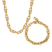 Titanio conjunto de joyas de acero, Partículas de acero, chapado, Joyería & diferentes estilos para la opción & para mujer, dorado, Vendido por UD