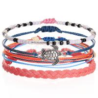 Fashion Create Wax Cord Bracelets, with Zinc Alloy, handmade, Bohemian style & adjustable & for woman, mixed colors Approx 15-30 cm 