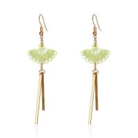 Zinc Alloy Drop Earring, with Resin, Fan, gold color plated, for woman 