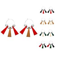 Zinc Alloy Drop Earring, with Wood, silver color plated, for woman 