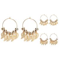 Zinc Alloy Drop Earring, Leaf, gold color plated & for woman, golden 