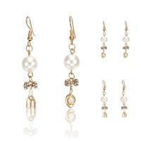 Zinc Alloy Drop Earring, with Plastic Pearl, gold color plated & for woman & with rhinestone 