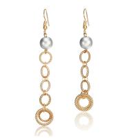 Asymmetric Earrings, Zinc Alloy, with Plastic Pearl, Donut, gold color plated, for woman 