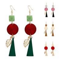 Wood Earring, with Zinc Alloy, Geometrical Pattern, gold color plated, for woman 