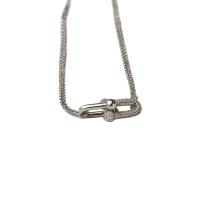 Cubic Zircon Micro Pave Brass Necklace, Horseshoes, plated, micro pave cubic zirconia & for woman Approx 46 cm 
