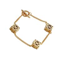 Bracelets en laiton, Placage de couleur d'or, pour femme Environ 21 cm, Vendu par PC