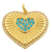 Rhinestone Brass Pendants, Heart, gold color plated, fashion jewelry & DIY & enamel & with rhinestone, mixed colors [