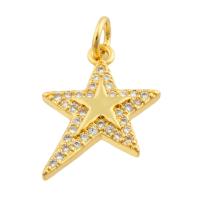 Rhinestone Brass Pendants, Star, gold color plated, fashion jewelry & DIY & with rhinestone 