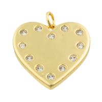 Rhinestone Brass Pendants, Heart, gold color plated, fashion jewelry & DIY & with rhinestone [
