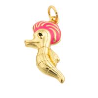 Enamel Brass Pendants, Seahorse, gold color plated, fashion jewelry & DIY, mixed colors [