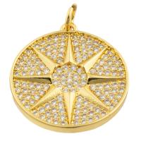 Rhinestone Brass Pendants, Round, gold color plated, fashion jewelry & DIY & with rhinestone [