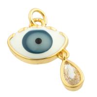 Mode Evil Eye Pendentif, laiton, Placage de couleur d'or, bijoux de mode & DIY & émail, couleurs mélangées Vendu par PC