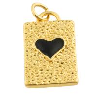 Enamel Brass Pendants, Rectangle, gold color plated, fashion jewelry & DIY, mixed colors [