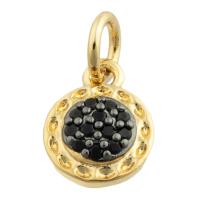 Rhinestone Brass Pendants, Round, gold color plated, fashion jewelry & DIY & with rhinestone, mixed colors 
