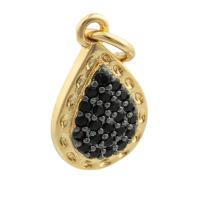 Rhinestone Brass Pendants, Teardrop, gold color plated, fashion jewelry & DIY & with rhinestone, mixed colors [