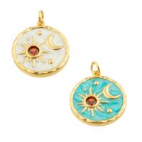 Brass Jewelry Pendants, Round, gold color plated, fashion jewelry & DIY & enamel 