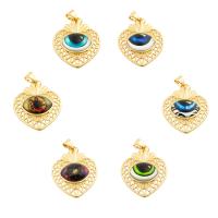 Mode Evil Eye Pendentif, laiton, avec résine, Placage de couleur d'or, bijoux de mode & DIY & creux, plus de couleurs à choisir Vendu par PC