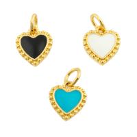 Brass Jewelry Pendants, with Resin, Heart, gold color plated, fashion jewelry & DIY & enamel 