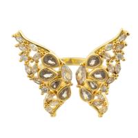 Brass Finger Ring, Butterfly, gold color plated, fashion jewelry & micro pave cubic zirconia 