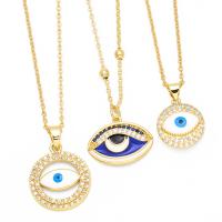 Evil Eye Jewelry Necklace, Brass, with 5cm extender chain, plated, fashion jewelry & micro pave cubic zirconia, golden cm 