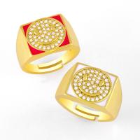 Cubic Zirconia Micro Pave Brass Finger Ring, Smiling Face, plated, fashion jewelry & micro pave cubic zirconia 13mm [