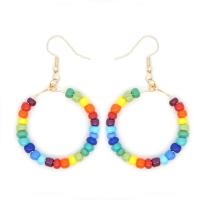 Glass Seed Beads Earring, with 304 Stainless Steel, Vacuum Ion Plating, Bohemian style & for woman 