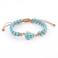 Fashion Create Wax Cord Bracelets, with turquoise & Impression Jasper, with 10cm extender chain, Horse, handmade, fashion jewelry & for woman cm 