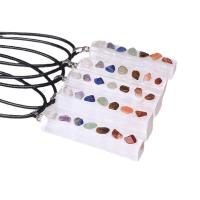 Gemstone Jewelry Pendant, Gypsum, with Gemstone, Rectangle, DIY, mixed colors, 50-80mm 