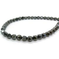 Nicht magnetische Hämatit Perlen, Vieleck, poliert, DIY & verschiedene Größen vorhanden, schwarz, Länge:ca. 40 cm, verkauft von Strang[