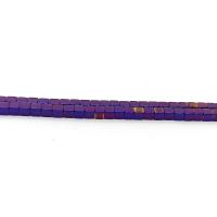 Nicht magnetische Hämatit Perlen, Quadrat, plattiert, DIY & verschiedene Größen vorhanden, violett, Länge:ca. 40 cm, verkauft von Strang