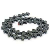 Nicht magnetische Hämatit Perlen, Kreuz, poliert, DIY & verschiedene Größen vorhanden, schwarz, Länge:ca. 40 cm, verkauft von Strang