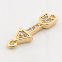 Cubic Zirconia Micro Pave Brass Connector, Arrow, high quality gold color plated, DIY & micro pave cubic zirconia Approx 2mm 