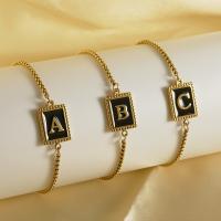 304 Stainless Steel Bracelet, 18K gold plated & for woman & enamel, golden Approx 10.43 Inch 