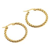 Titanium Steel Hoop Earring, 18K gold plated, fashion jewelry & for woman, golden 