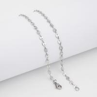 Мода нержавеющей стали ожерелье цепь, Нержавеющая сталь 304, полированный, ювелирные изделия моды & Женский, оригинальный цвет длина:Приблизительно 17.72 дюймовый, продается PC