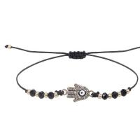 Evil Eye Jewelry Bracelet, Knot Cord, with Crystal & Zinc Alloy, Hand, handmade, evil eye pattern & adjustable & with rhinestone Approx 8-28 cm 
