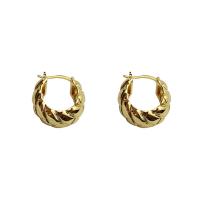 Brass Huggie Hoop Earring, Donut, gold color plated, vintage & for woman, 25mm [