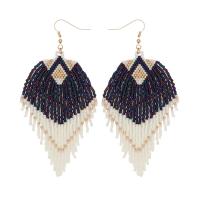 Fashion Fringe Earrings, Seedbead, with Zinc Alloy, gold color plated, vintage & folk style & for woman 