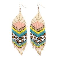 Fashion Fringe Earrings, Seedbead, with Zinc Alloy, gold color plated, Bohemian style & for woman 