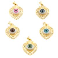 Fashion Evil Eye Pendant, Brass, with Resin, gold color plated, fashion jewelry & DIY & with rhinestone 