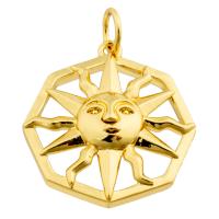 Brass Jewelry Pendants, Sun, gold color plated, fashion jewelry & DIY & hollow 