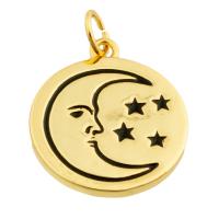 Brass Jewelry Pendants, Round, gold color plated, fashion jewelry & DIY & enamel, mixed colors 