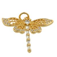 Rhinestone Brass Pendants, Dragonfly, gold color plated, fashion jewelry & DIY & with rhinestone 
