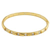 Brass Bangle, gold color plated, fashion jewelry & DIY & with rhinestone [