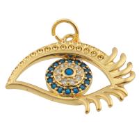 Fashion Evil Eye Pendant, Brass, gold color plated, fashion jewelry & DIY & with rhinestone, mixed colors 