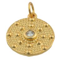 Cubic Zirconia Brass Pendants, with Cubic Zirconia, Round, gold color plated, fashion jewelry & DIY [