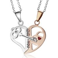 Stainless Steel Jewelry Necklace, 304 Stainless Steel, with 6cm extender chain, Heart, plated, fashion jewelry & with rhinestone cm 