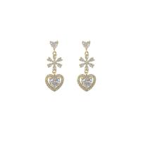 Zinc Alloy Rhinestone Drop Earring, Heart, plated, fashion jewelry & with rhinestone, silver color, 36mm 